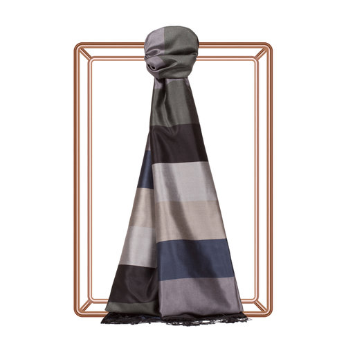Block Striped Silk Scarf Model 25