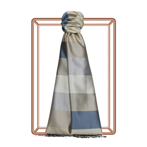 Block Striped Silk Scarf Model 30 - Thumbnail