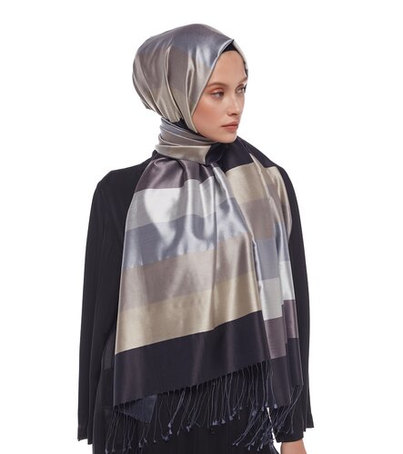 Block Striped Silk Scarf Model 50