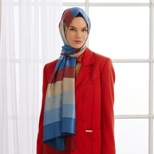 Block Striped Silk Scarf Model 54 - Thumbnail