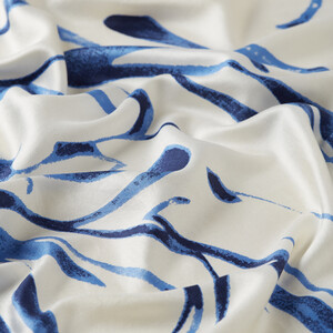 Blue Ambiance Print Silk Shawl - Thumbnail