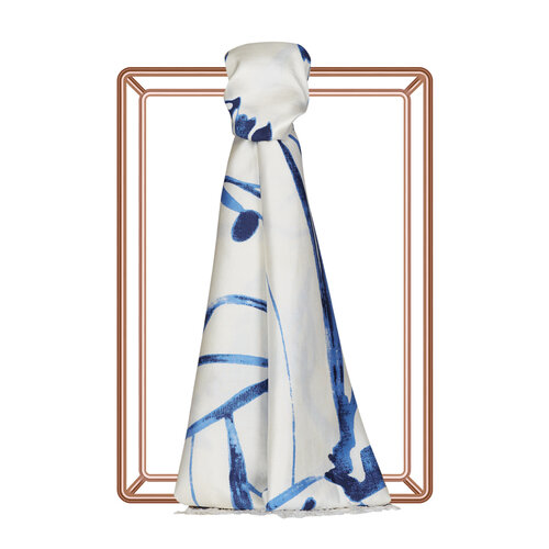 Blue Ambiance Print Silk Shawl 