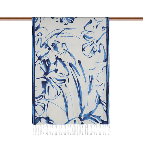 Blue Ambiance Print Silk Shawl 