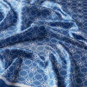 Blue Mini Seljuk Monogram Silk Twill Scarf - Thumbnail