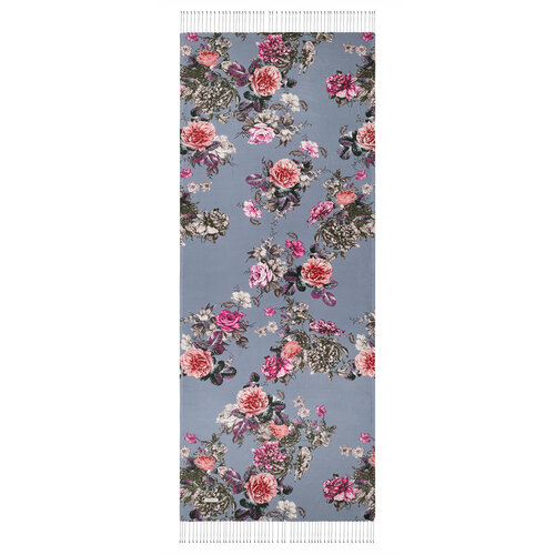 Blue Peony Garden Print Silk Scarf