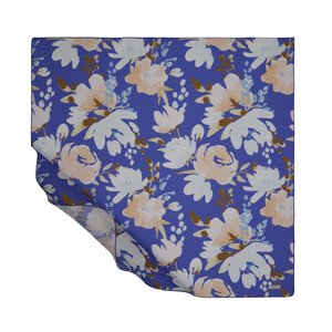 Blue Peony Print Cotton Scarf - Thumbnail