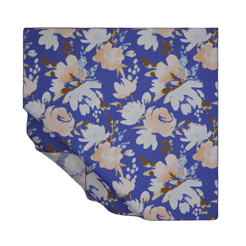 Blue Peony Print Cotton Scarf