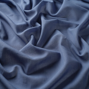 Blue Plain Cotton Scarf - Thumbnail