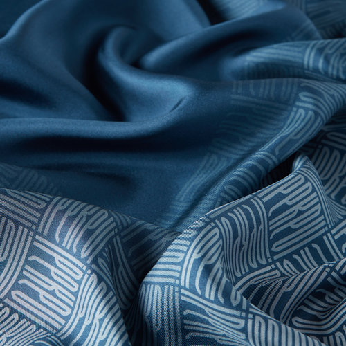 Blue Qufi Pattern Silk Twill Scarf