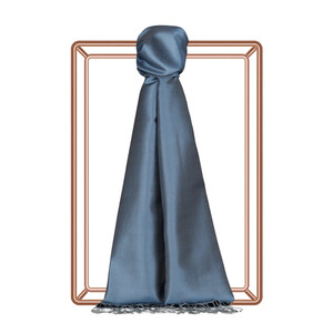 Blue Reversible Silk Scarf - Thumbnail