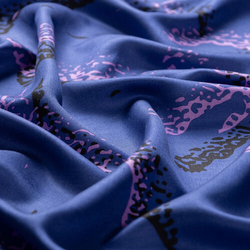 Blue Sand Wave Print Silk Scarf