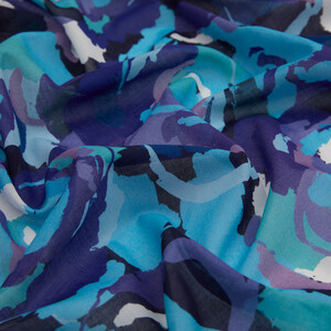 ipekevi - Blue Soulful Blooms Cotton Scarf (1)