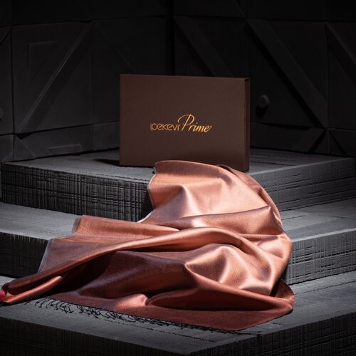 شال حرير فاخر ذو وجهين لون خمري ونحاسي