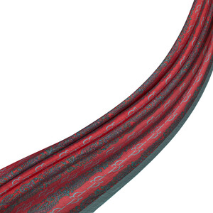Bordo Gri Monogram Desenli Tensel Şal - Thumbnail