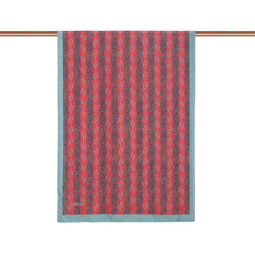 Bordo Gri Monogram Desenli Tensel Şal