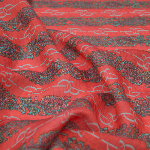 Bordo Gri Monogram Desenli Tensel Şal