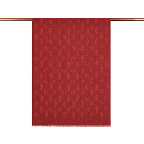 Bordo IE Monogram Yün İpek Şal
