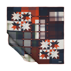 ipekevi - ايشارب حرير تويل تصميم هندسي لون عنابي وكريم ipekevi - ايشارب حرير تويل تصميم هندسي لون عنابي وكريم