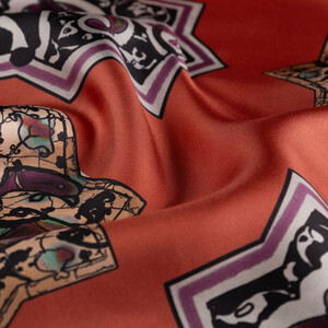 Bordo Selçuklu Tivil İpek Eşarp - Thumbnail