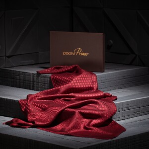 ipekevi - شال صوف وحرير فاخر لون خمري