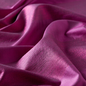 Bougainvillea Block Lurex Striped Silk Scarf - Thumbnail