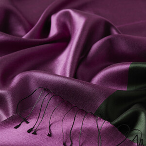 Bougainvillea Green Reversible Silk Scarf - Thumbnail