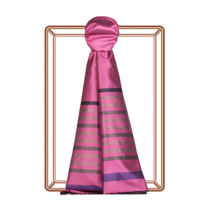 Bougainvillea Thin Meridian Striped Silk Scarf - Thumbnail