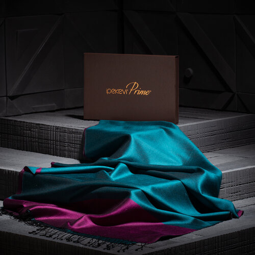 Boysenberry Turquoise Reversible Silk Scarf