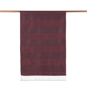 ipekevi - Brick Red Block Lurex Striped Silk Scarf (1)