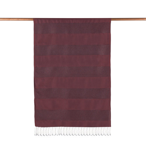 Brick Red Block Lurex Striped Silk Scarf