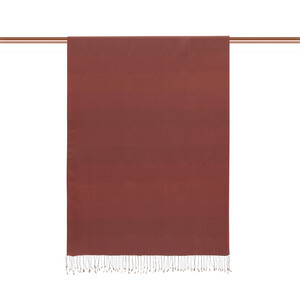 Brick Red Block Striped Reversible Silk Scarf - Thumbnail