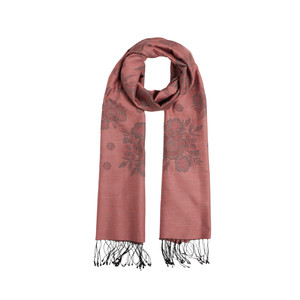 ipekevi - Brick Red Cross Stich Floral Cotton Silk Scarf (1)