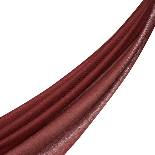 Brick Red Lurex Border Wool Silk Scarf