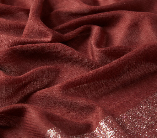 Brick Red Lurex Border Wool Silk Scarf