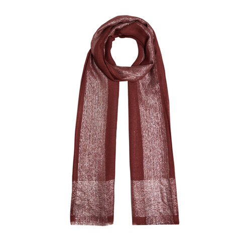 Brick Red Lurex Border Wool Silk Scarf