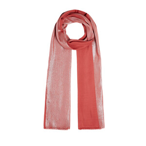 Brick Red Lurex Cotton Silk Scarf - Thumbnail