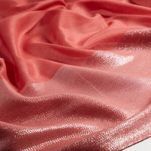 Brick Red Lurex Cotton Silk Scarf - Thumbnail