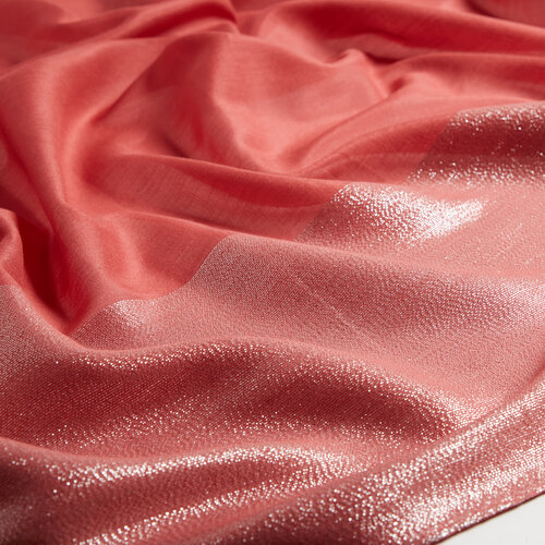 Brick Red Lurex Cotton Silk Scarf