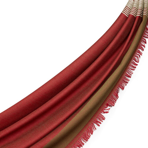 Brick Red Multi Stripe Wool Silk Scarf