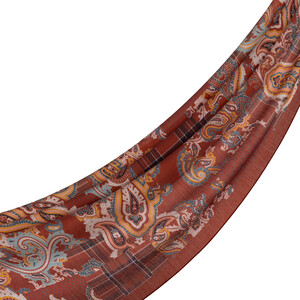 ipekevi - Brick Red Patchwork Print Tencel Scarf