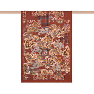 ipekevi - Brick Red Patchwork Print Tencel Scarf (1)