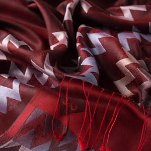 ipekevi - Brick Red Zigzag Silk Scarf (1)