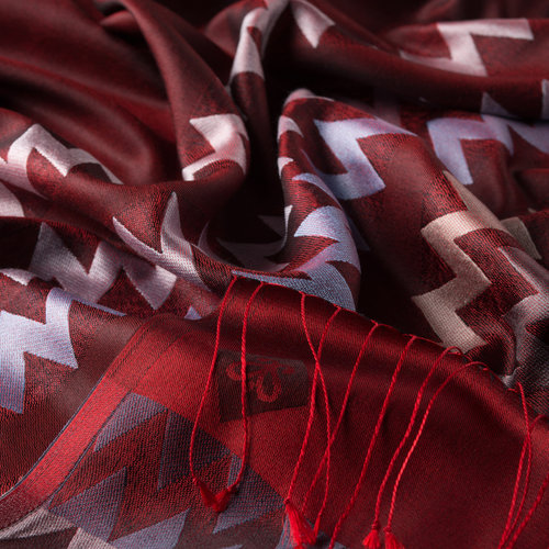 Brick Red Zigzag Silk Scarf