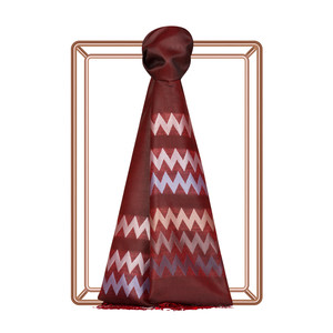 Brick Red Zigzag Silk Scarf - Thumbnail