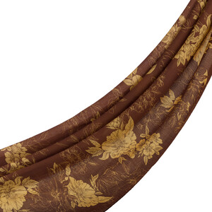Brown Azalea Print Tencel Scarf - Thumbnail
