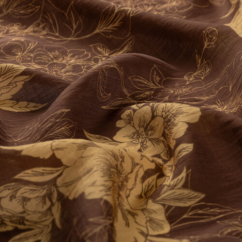 Brown Azalea Print Tencel Scarf