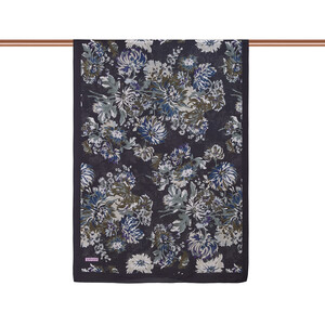 ipekevi - Brown Beige Chrysanthemum Print Tencel Scarf (1)