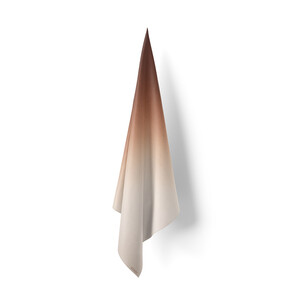 Brown Beige Gradient Satin Silk Scarf - Thumbnail