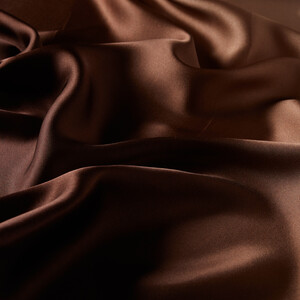 Brown Beige Gradient Satin Silk Scarf - Thumbnail