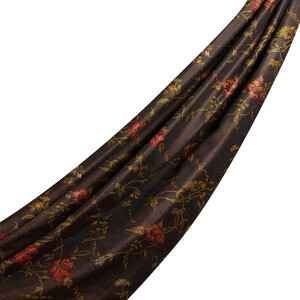 ipekevi - Brown Brocade Reversible Prime Silk Scarf (1)